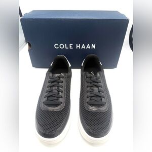 NEW Cole Haan Womens Grandpro Knit Leather Leisure Sneaker, Black & White Size 5